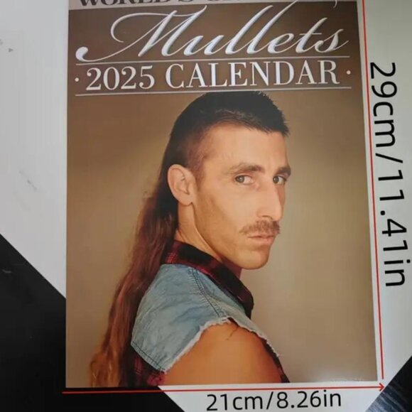 2025 World’s Greatest Mullets Wall Calendar - Hilarious Retro Hairstyles - Picture 2 of 3